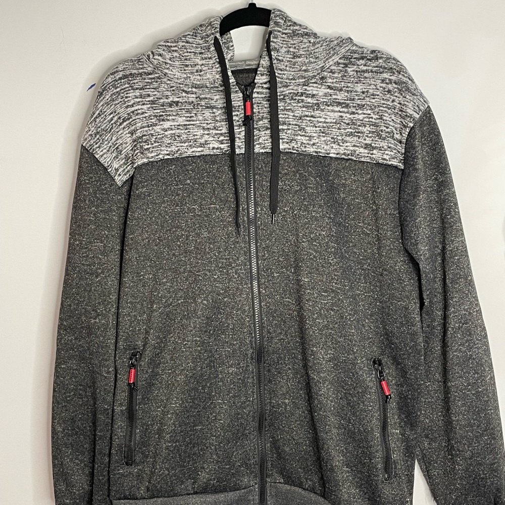 The North Pole Men’s Fleece Lined Full Zip Hoodie Two Tone charcoal & White M